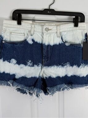 NEW Blank NYC Tie-Dye Bleached Frayed Denim Cutoff Shorts Size 29
